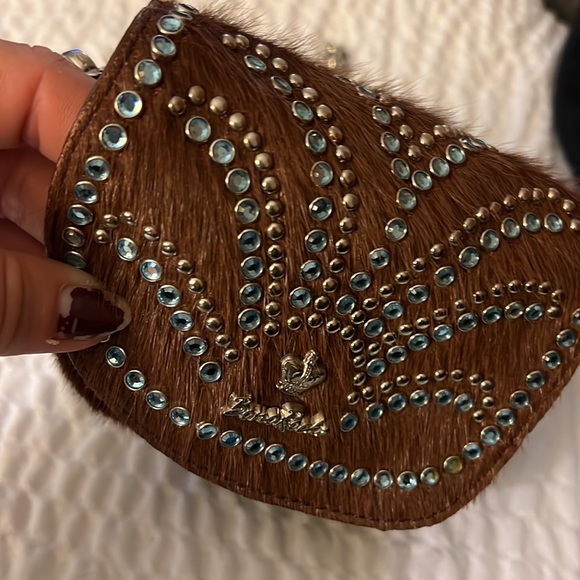 Brand new Bono Rocks rhinestones and brown cowhide belt purse. - Picture 2 of 6